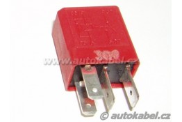 Relé mini spínací, 30A, 4pin, rudé.